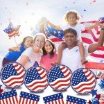 Veramz 50PCS 4th of July Party Supplies, include 25 Dessert plate, 25 Napkin, Patriotic Party Plates Memorial Day Dinner Dessert Plates Red White Blue Dinnerware Tableware, Serves 25 Guests