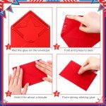 Feifeiya 60 Set Patriotic Greeting Star Cards with Envelopes 3 Colors 5.12 x 3.74 Inch Red White Blue Memorial Day Card Bulk for Veterans Day Appreciation Note Card