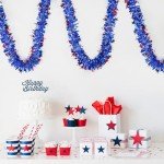 100 Feet 4th of July Tinsel Garland Red White Blue Patriotic Star Garland Twisted Hanging Streamer for 4th of July Party Decoration Independence Day Memorial Celebration (Style B)
