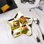 Vesici 60 Pieces Thick Star Shaped 4th of July Paper Plates Disposable Patriotic Party Plate Pentagram Dinnerware Plate for Independence Day Birthday Appetizers Fruit Dessert, 9.45 Inch(Gold)