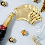 Vesici 60 Pieces Thick Star Shaped 4th of July Paper Plates Disposable Patriotic Party Plate Pentagram Dinnerware Plate for Independence Day Birthday Appetizers Fruit Dessert, 9.45 Inch(Gold)