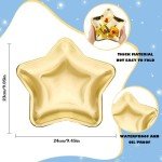 Vesici 60 Pieces Thick Star Shaped 4th of July Paper Plates Disposable Patriotic Party Plate Pentagram Dinnerware Plate for Independence Day Birthday Appetizers Fruit Dessert, 9.45 Inch(Gold)