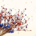 6 Pcs Patriotic Artificial Flowers 4th of July Decorations - 17 Inch Red White Blue Picks with 1.64 Yard Ribbon for Table Centerpieces, Independence Day, Memorial Day, Party, Office, Vase Filler