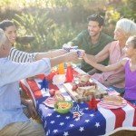 COCHIE 6 Inch Labor Day Decorations Wooden Stars Set, 3D Glitter Star Memorial Day Tiered Tray Decor, 4th of July Red White Blue Patriotic Decoration for Home Table Desk Door Shelf (Flag Style)