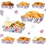 Yoqipati 4th of July Paper Food Trays 24pcs Patriotic Red White Blue Disposable Snack Candy Holder Trays For Independence Day Theme Party Decorations