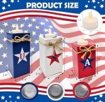 3 Patriotic Wooden Table Decorations 4th of July Wood Candle Holder Tabletop Centerpieces with Operated Tea Lights for Memorial Independence Day Tiered Tray Decor