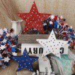 COCHIE 4th of July Decorations Wooden Stars, Patriotic Memorial Day Star Tiered Tray Decor Set of 3, Fourth of July Red White Blue Decoration for Home Office Table Shelf (Glitter Polka Dots)