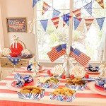Yoqipati 4th of July Paper Food Trays 24pcs Patriotic Red White Blue Disposable Snack Candy Holder Trays For Independence Day Theme Party Decorations