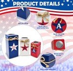 3 Patriotic Wooden Table Decorations 4th of July Wood Candle Holder Tabletop Centerpieces with Operated Tea Lights for Memorial Independence Day Tiered Tray Decor