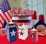 3 Patriotic Wooden Table Decorations 4th of July Wood Candle Holder Tabletop Centerpieces with Operated Tea Lights for Memorial Independence Day Tiered Tray Decor