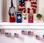 3 Patriotic Wooden Table Decorations 4th of July Wood Candle Holder Tabletop Centerpieces with Operated Tea Lights for Memorial Independence Day Tiered Tray Decor