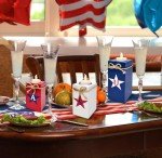 3 Patriotic Wooden Table Decorations 4th of July Wood Candle Holder Tabletop Centerpieces with Operated Tea Lights for Memorial Independence Day Tiered Tray Decor