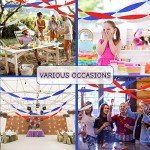 Sherr 24 Rolls Crepe Paper Streamers Hanging Party Decoration Holiday Streamers for Arty Decorations, Birthday Decorations, Wedding Decorations (Red, White, Blue,1.8 Inch x 98 Feet)