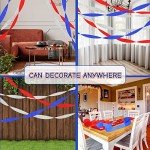 Sherr 24 Rolls Crepe Paper Streamers Hanging Party Decoration Holiday Streamers for Arty Decorations, Birthday Decorations, Wedding Decorations (Red, White, Blue,1.8 Inch x 98 Feet)