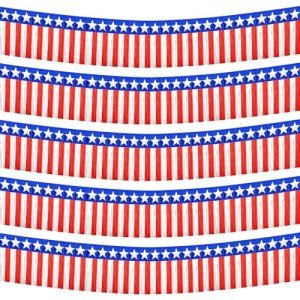 4th of July Decorations 5 Pack 10 Feet Foil Fringe Garland Tinsel Streamers Red White and Blue Star American Flag Banner Table Skirts for Parade Floats Memorial Day Patriotic Party (50 FT)