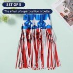 4th of July Decorations 5 Pack 10 Feet Foil Fringe Garland Tinsel Streamers Red White and Blue Star American Flag Banner Table Skirts for Parade Floats Memorial Day Patriotic Party (50 FT)