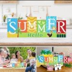 4th of July Decorations Wooden Table Sign Summer Decorations, Patriotic Independence Day Memorial Day Decorations Reversible Double-sided Different Theme Farmhouse Tabletop Centerpiece Decor