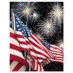 Patriotic Fireworks Note Cards - Set of 10, 4 1/4" by 5 1/2" with envelopes, American Flag design by ©Susan Winget