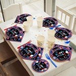 Kepeel 96 Pcs 4th of July Patriotic Party Plates, Independence Day Party Decorations Supplies Fourth of July American Flag Memorial Veterans Day Tableware Disposable Dinnerware Set, Serves 24