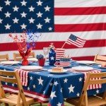 FUBININA 6 Pack 4th of July Table Centerpiece Decoration Metallic Foil Spray Star Burst Patriotic Decoration Independence Day Labor Day Veteran Day Memorial Day Party Supplies, Red White and Blue