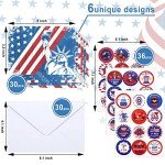 Outus 30 Sets Patriotic Blank Greeting Cards Kits Bulk 4th of July American Flag Note Cards with White Envelopes and Stickers for USA Veterans Military Independence Day Party Essentials