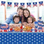 108PCS 4th of July Party Supplies American Flag Tableware Set Forth of July Patriotic Party Decorations Patriotic Paper Plates and Napkins Tablecloth Memorial Independence Day Dinnerware for 16 Guests