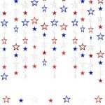 Patriotic Star Streamers Banner Garland for 4th of July BBQ Memorial Day Veterans Day Party Independence Day Celebration Labor Day Holiday Decorations Red White Blue 1 Strand 157.5In