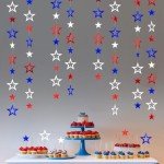 Patriotic Star Streamers Banner Garland for 4th of July BBQ Memorial Day Veterans Day Party Independence Day Celebration Labor Day Holiday Decorations Red White Blue 1 Strand 157.5In
