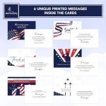 Decorably 24 Pack 6x4in Patriotic Note Cards with Envelopes & Stickers, 6 Patriotic Designs Thank You Veterans Cards with Printed Message Inside