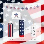 DWEARTY 3 Pcs Fourth of July Decorations for Home and 10 Pcs Independence Day Tree Decoration - Patriotic Centerpieces for Table - Red White Blue Tiered Tray Decoration - Memorial Day Decor