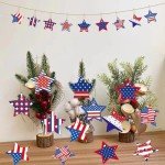 DWEARTY 3 Pcs Fourth of July Decorations for Home and 10 Pcs Independence Day Tree Decoration - Patriotic Centerpieces for Table - Red White Blue Tiered Tray Decoration - Memorial Day Decor