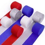 Red White and Blue Decorations, 8 Rolls Streamers Party Decorations Crepe Paper Streamers for 4th of July Decorations, Patriotic Decorations, Memorial Day Decorations, Birthday Party Decor