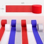 Red White and Blue Decorations, 8 Rolls Streamers Party Decorations Crepe Paper Streamers for 4th of July Decorations, Patriotic Decorations, Memorial Day Decorations, Birthday Party Decor