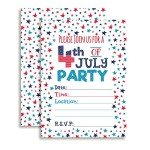 4th of July Party Invitations, 20 5x7 Fill In Cards with Twenty White Envelopes by AmandaCreation