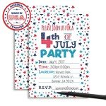 4th of July Party Invitations, 20 5x7 Fill In Cards with Twenty White Envelopes by AmandaCreation