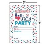 4th of July Party Invitations, 20 5x7 Fill In Cards with Twenty White Envelopes by AmandaCreation