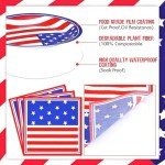 Mumufy 100 Pcs American Flag Patriotic Fourth of July Paper Plates and Napkins Disposable Red White and Blue Plates Napkins July 4 Supplies Tableware Independence Day Decoration, Serves 50(Modern)