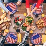 Mumufy 100 Pcs American Flag Patriotic Fourth of July Paper Plates and Napkins Disposable Red White and Blue Plates Napkins July 4 Supplies Tableware Independence Day Decoration, Serves 50(Modern)