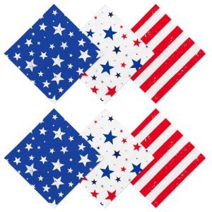 4th of July Party Supplies Set - American Flag Patriotic Theme Kit for Independence & Election Day Decorations,Disposable Paper Napkins for Patriotic & 4th of July Party Decorations，48 Pack