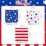 4th of July Party Supplies Set - American Flag Patriotic Theme Kit for Independence & Election Day Decorations,Disposable Paper Napkins for Patriotic & 4th of July Party Decorations，48 Pack
