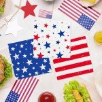 4th of July Party Supplies Set - American Flag Patriotic Theme Kit for Independence & Election Day Decorations,Disposable Paper Napkins for Patriotic & 4th of July Party Decorations，48 Pack