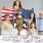 ZOIIWA 96PCS 4th of July Paper Plates and Napkins Patriotic Party Supplies Set Red Blue Silver Stars Disposable Tableware USA Themed Dinnerware for Independence Days Veterans Day Table Decorations