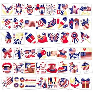 HOWAF 96 4th/Fourth of July Temporary Tattoos Stickers, USA Flag Red White & Blue Tattoos Patriotic American Independence Day Temporary Tattoos, USA Flag Tattoos Labor Day Party Favors