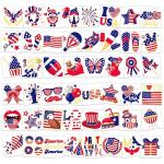 HOWAF 96 4th/Fourth of July Temporary Tattoos Stickers, USA Flag Red White & Blue Tattoos Patriotic American Independence Day Temporary Tattoos, USA Flag Tattoos Labor Day Party Favors