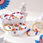 4th of July Outfits for Women, 8 Pcs Patriotic Fourth of July Decorations Accessories Red White and Blue Bracelets, USA American Flag Memorial Day Independence Day Party Favors Jewelry for Women