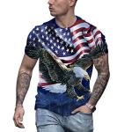 Men's Short Sleeve Patriotic American Design with Eagle and Flag Premium T-Shirt (2XL,TSM01386BD)