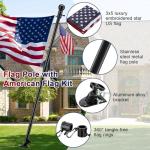 American Flag with Pole - Includes 5ft Heavy Duty Flag Pole Holder for Outside House,3x5 Embroidered US Flag and Wall Mount Bracket,Tangle Free Flagpoles Kit for Porch,Garage,Outdoor