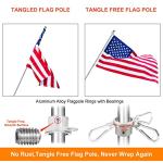 evertoco 6 FT Stainless Steel Flag Pole Thicker, Tangle Free Flag Poles for 3x5 Flags, Outdoor Flag Pole for House Yard Garden, 1 inch Diameter Flagpole with Bearing Aluminum Alloy Rings Rust Free