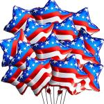 25PCS Red White and Blue Balloons 4th of July Balloons American Flag Star Mylar Balloons Independence Day Patriotic Balloon for 4th of July Party Supplies