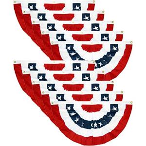 EBaokuup 10PCS USA Patriotic Pleated Fan Flags,3x1.5Ft American Bunting Banner Flag,Stars and Stripes Flag for Memorial Day and 4th of July